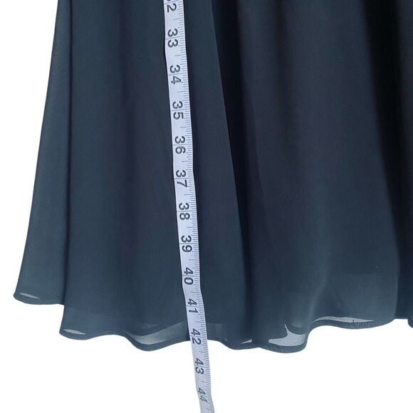 Chaps Midi A-line Dress 8 Black V-neck Draped Sleeveless Party Whimsygoth Fairy - Picture 6 of 8